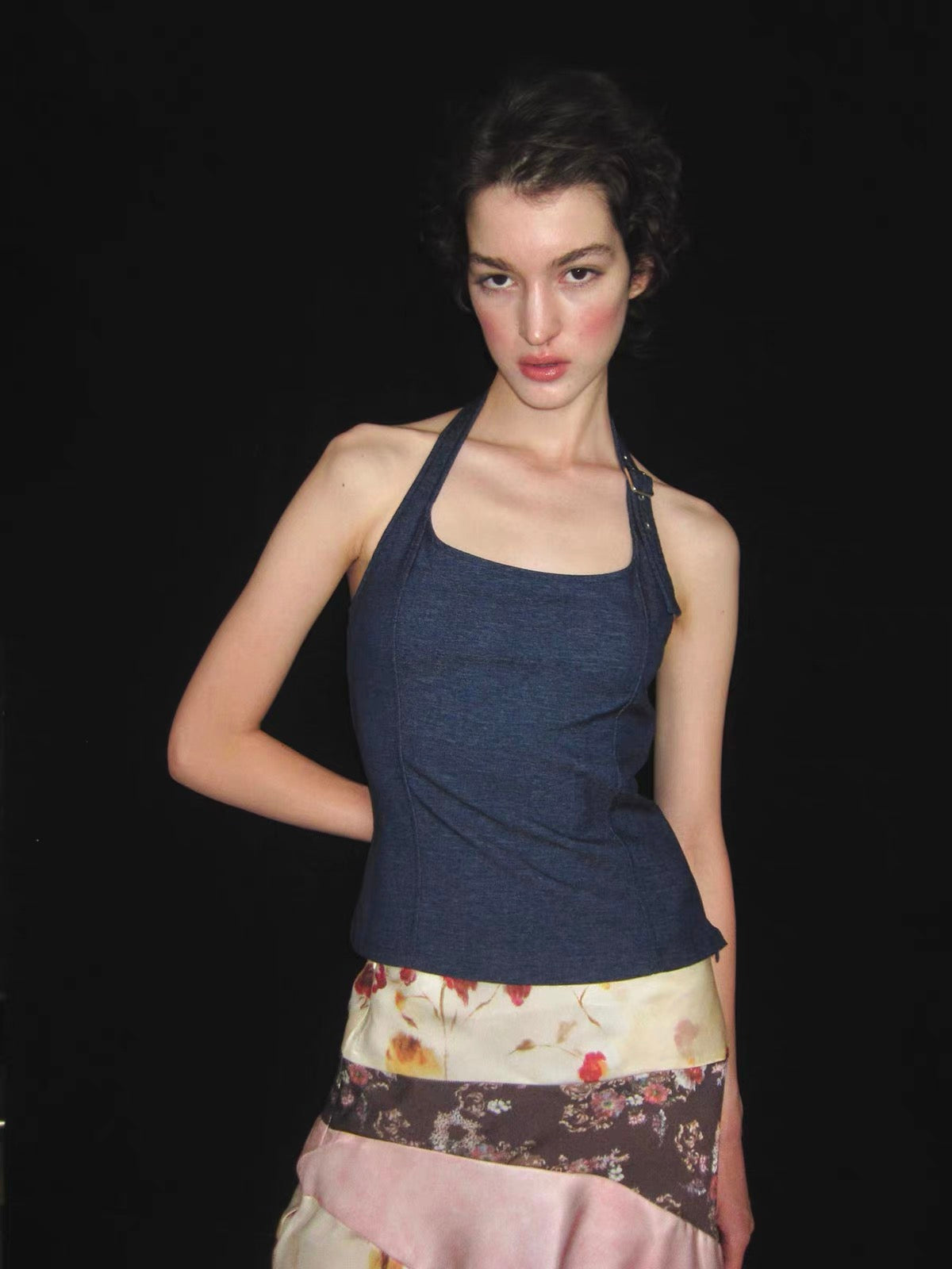 NO INFO | Galiena Denim Blue Halter Top