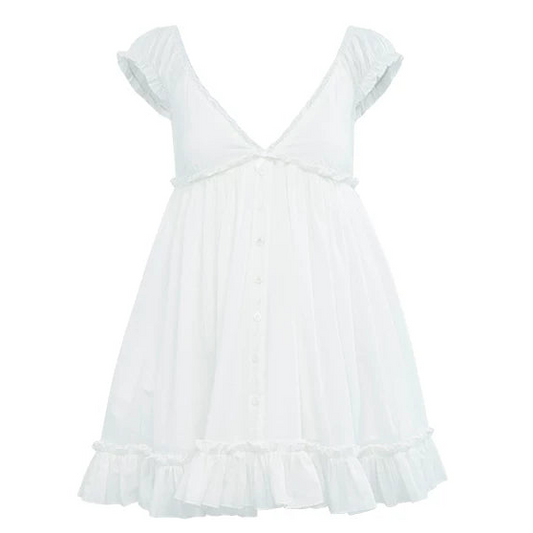 Elle | Celia Ruffle Cotton Babydoll Mini Dress