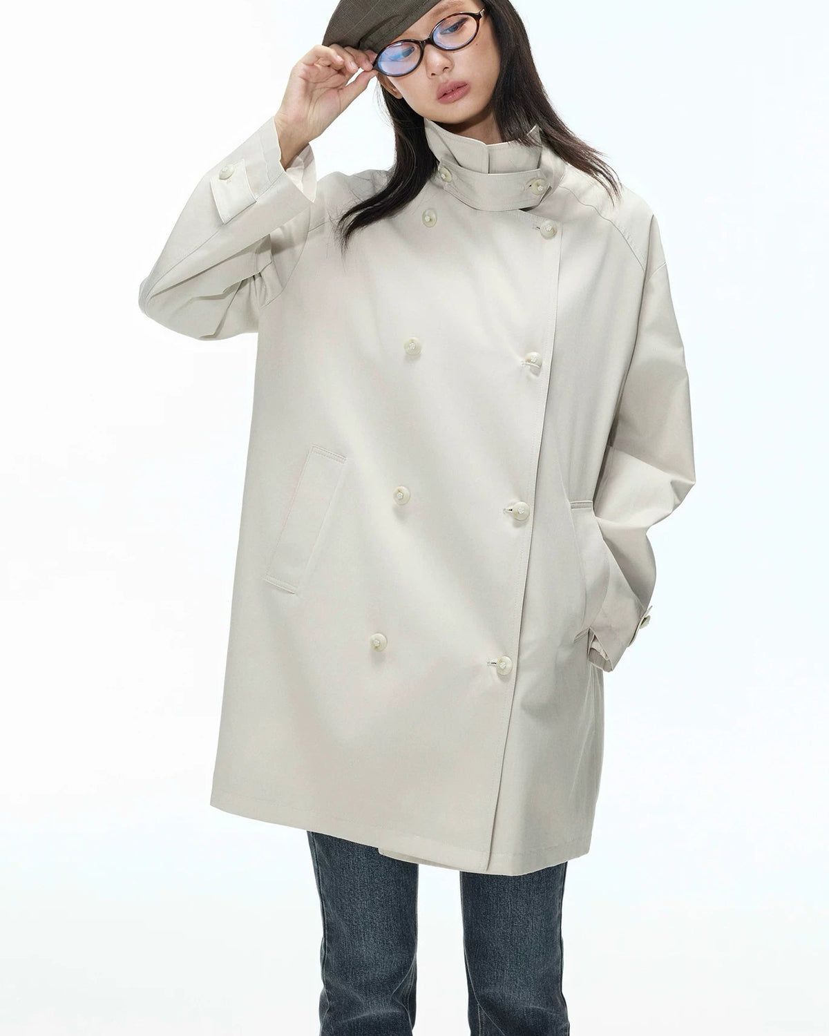Classic Double-Breasted Midi Trench Coat