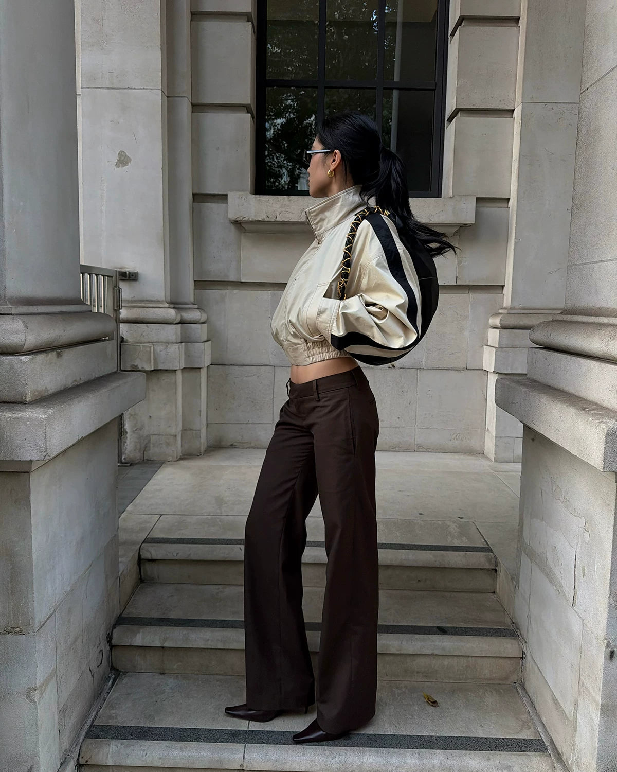 Contrast Stripe Cropped Track Jacket