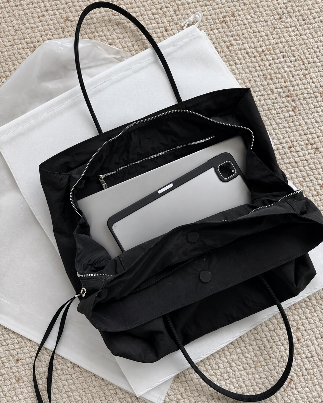 Elle | Parachute Nylon Multi-Compartment Tote Bag