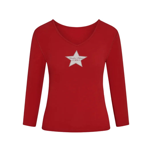 Elle | Star Graphic V-Neck 3/4 Sleeve Top