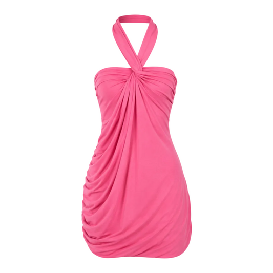 Elle | Twist Halter Backless Mini Dress