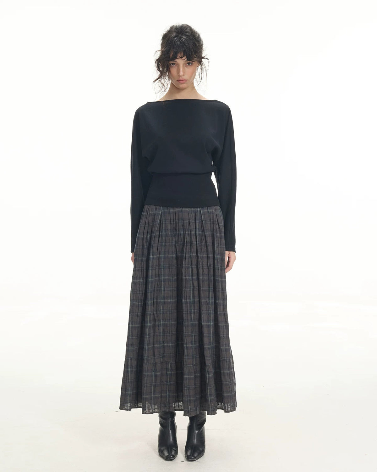 Everyday | Boat Neck Cinched Waist Long Sleeve Top