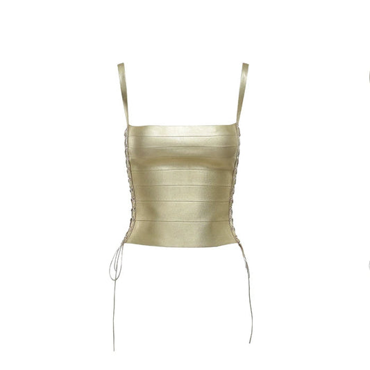 Elle | Golden Hour Lace-Up Corset Tank Top