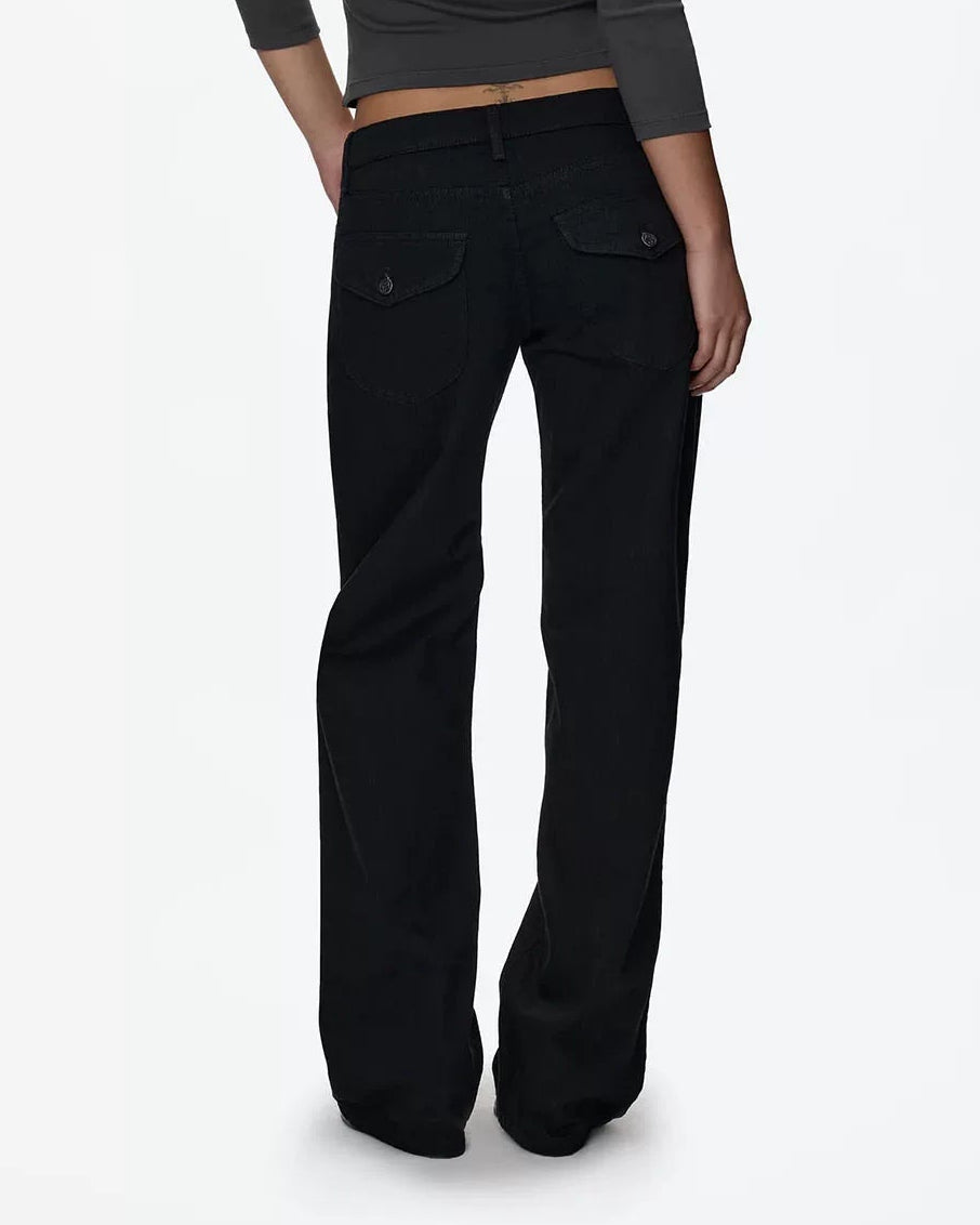Low-Rise Tulip Pocket Straight-Leg Jeans