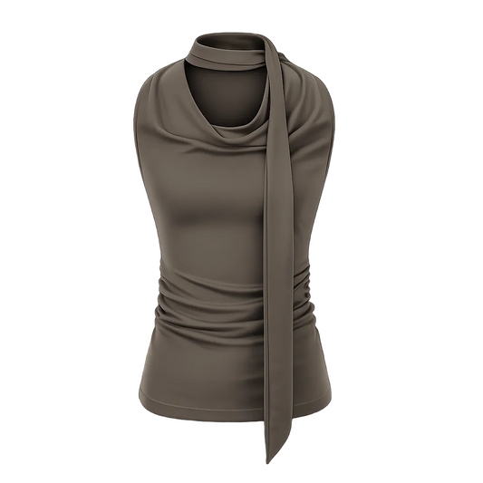 Mito de dar | Sand Mist Modal Drape Neck Scarf Tank