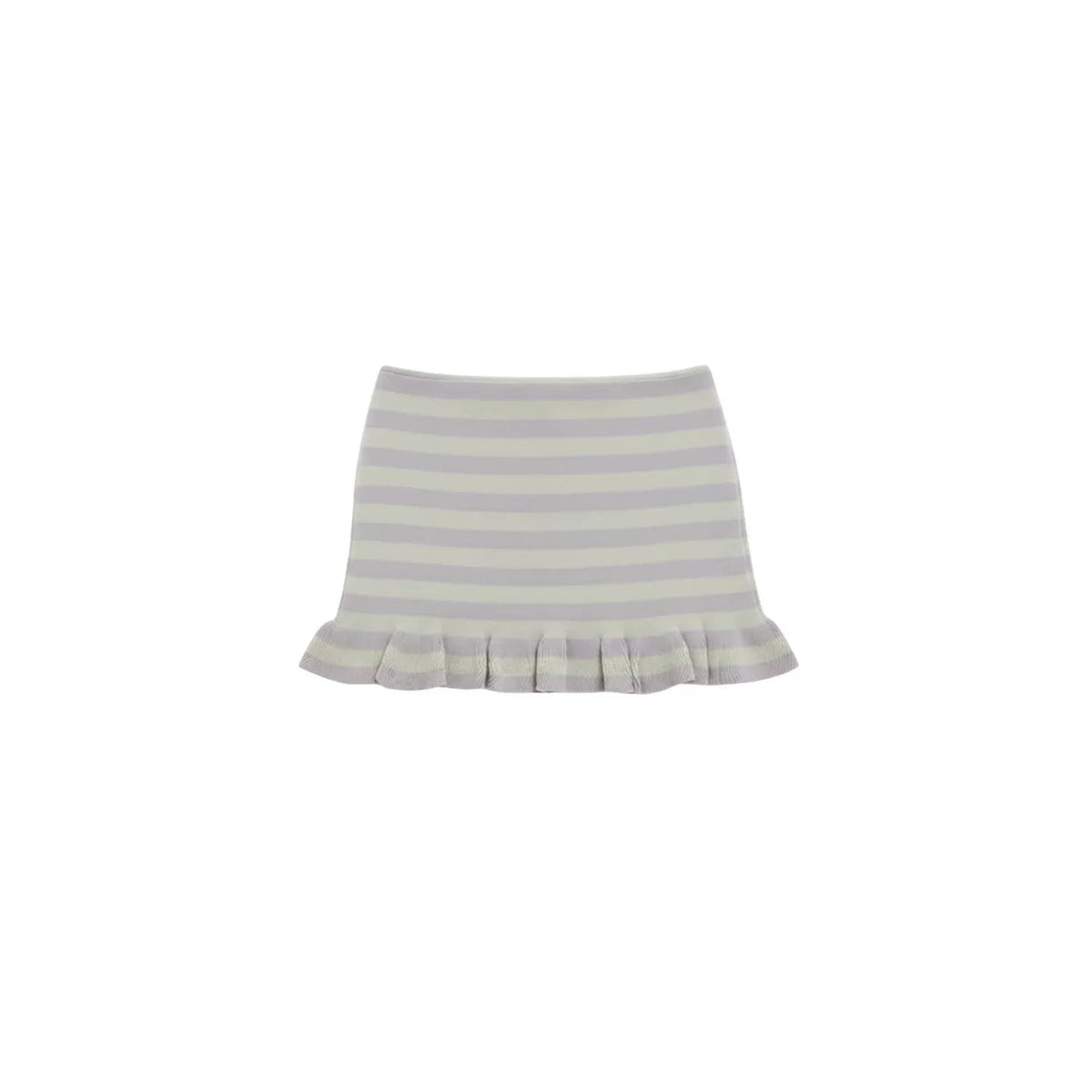 Moss Fur Collar Stripe Knit Set