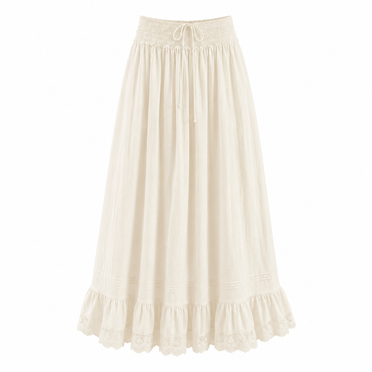 Oker | Lace Hem Linen Blend Maxi Skirt