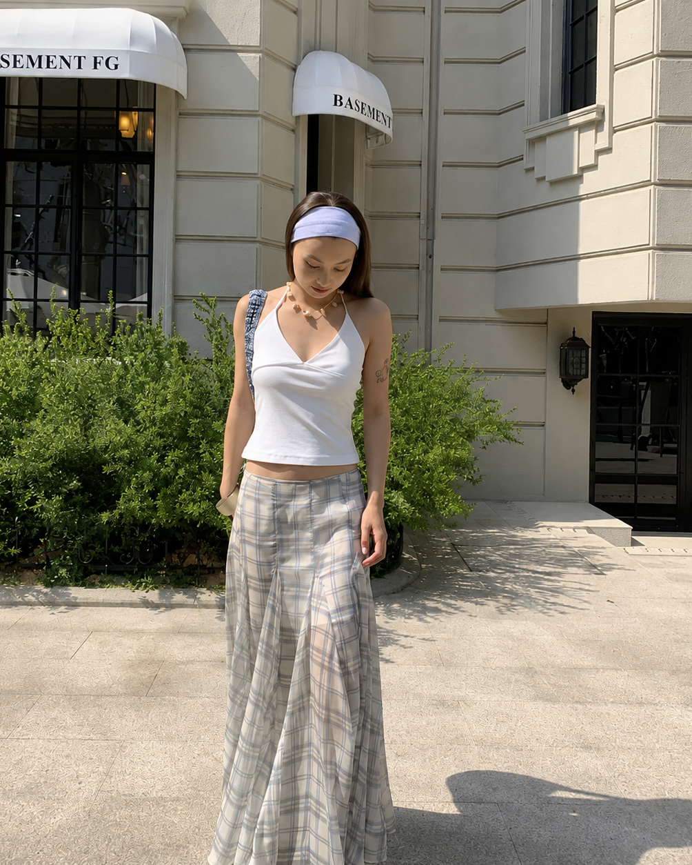 Sleep at 11 | Plaid Mesh Mermaid Maxi Skirt
