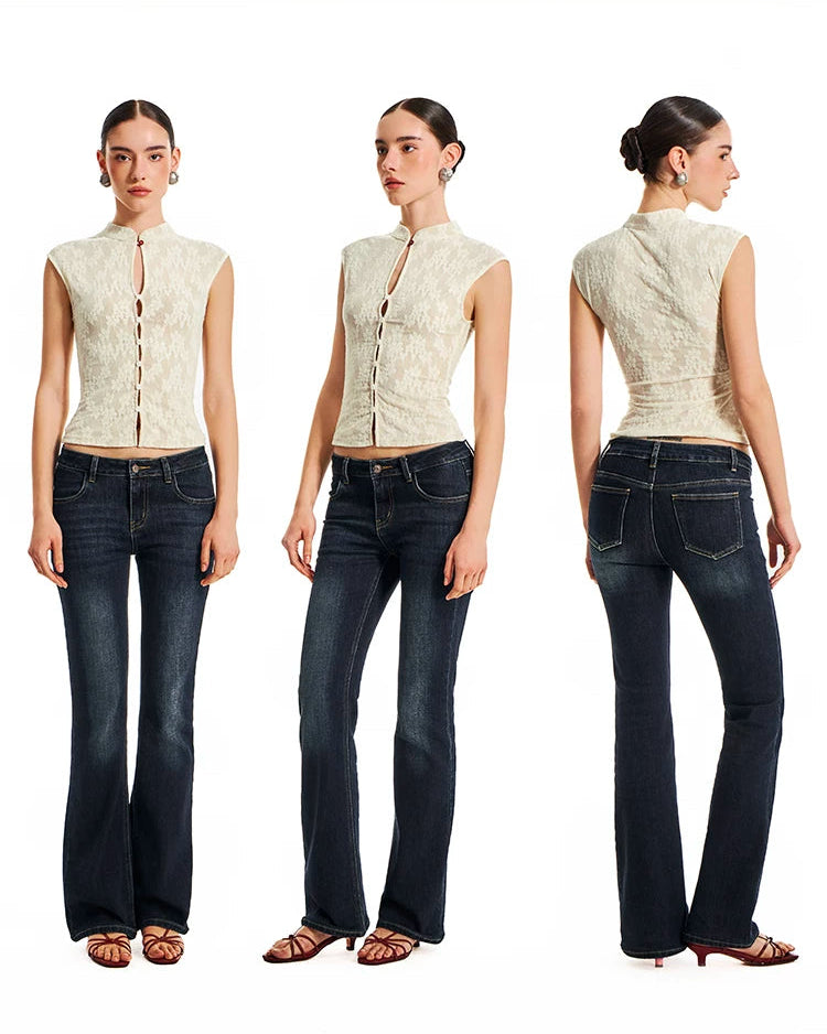 Pynki Swear | Flora Lace Mandarin Collar Top