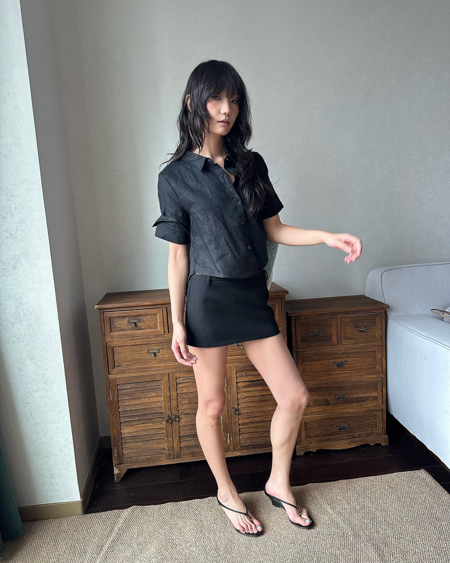 Elle | Rolled Sleeve Linen Shirt