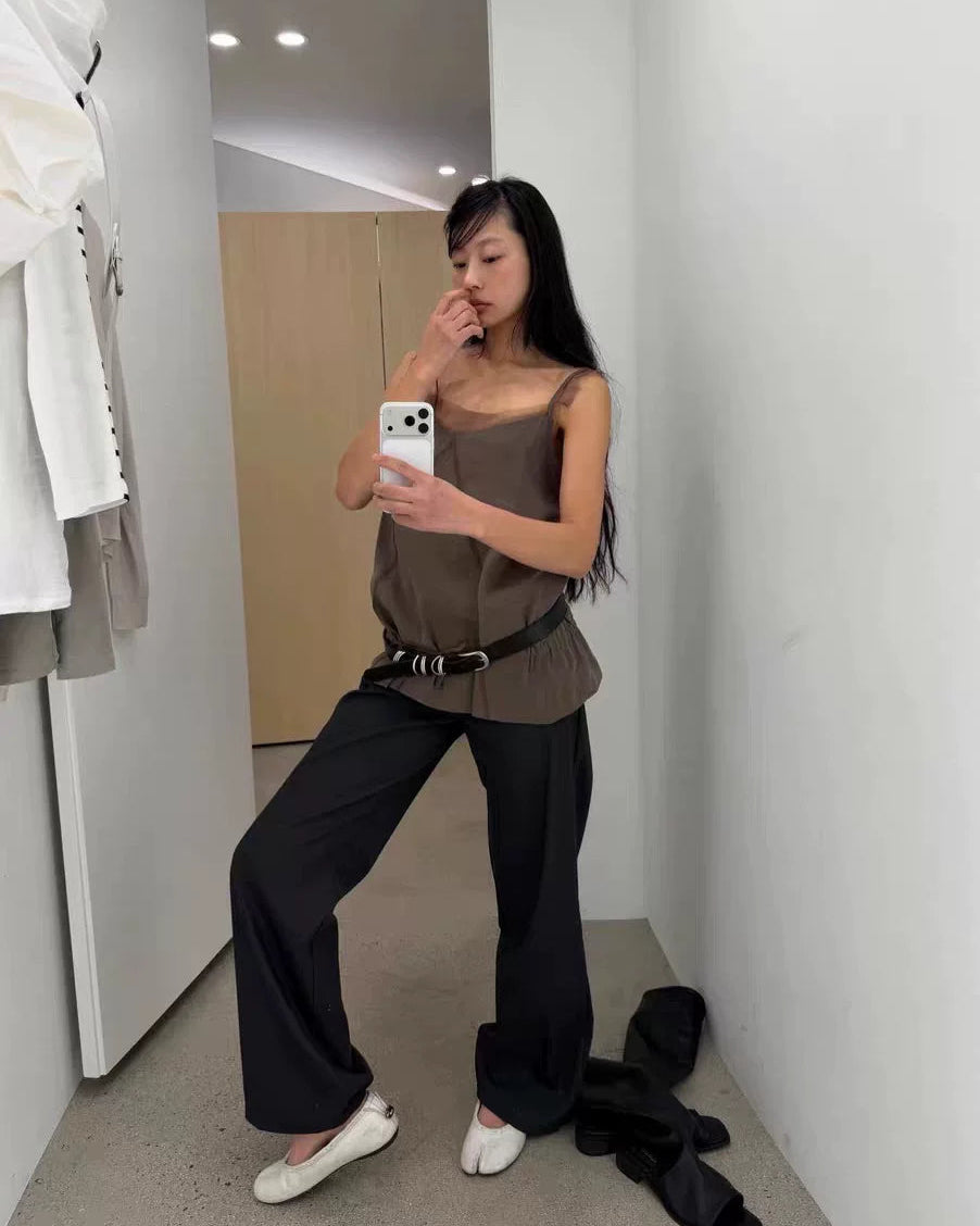 Eihey | Sheer Mesh Bubble Hem Cami
