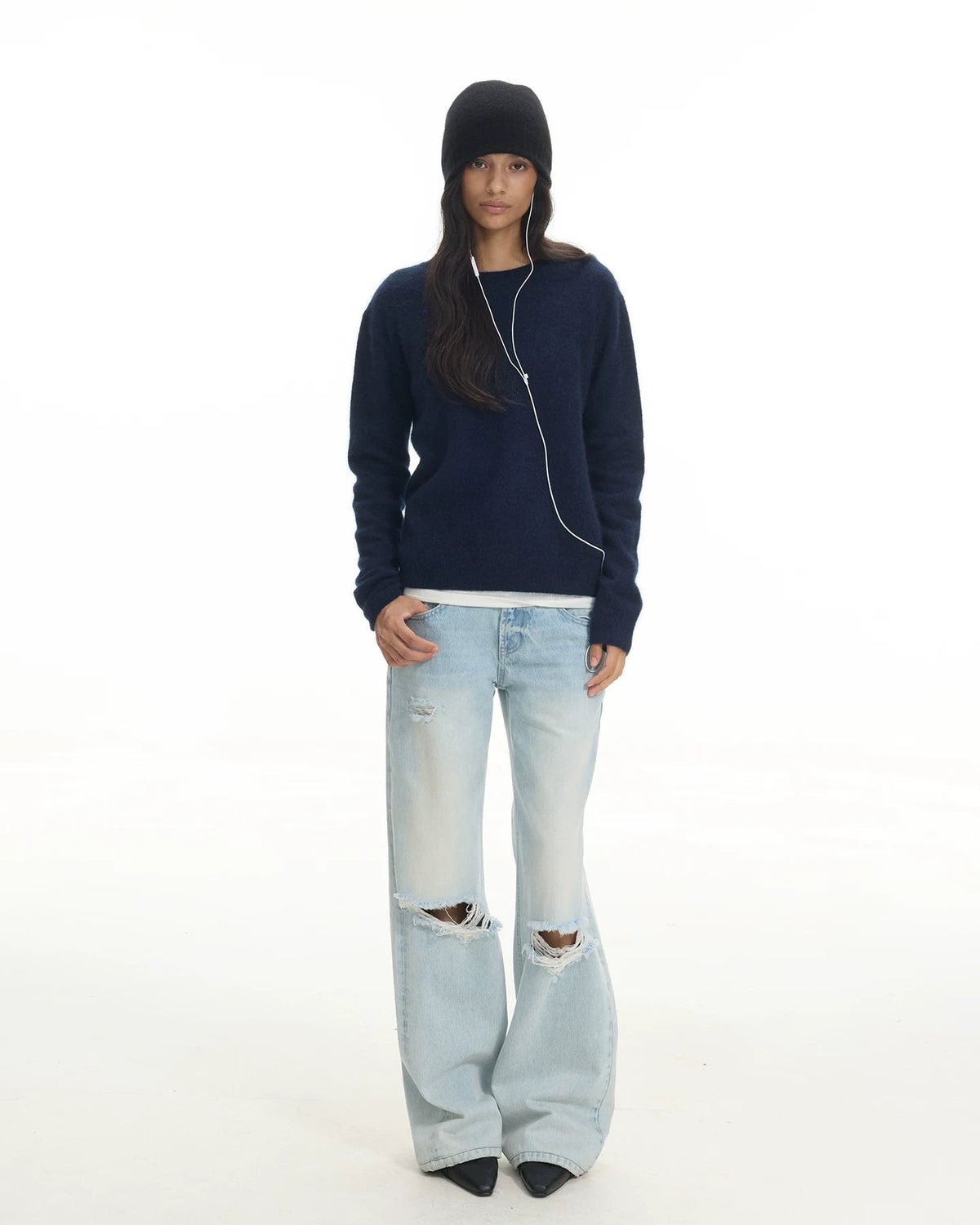 Silk Cashmere Wool Crewneck Sweater