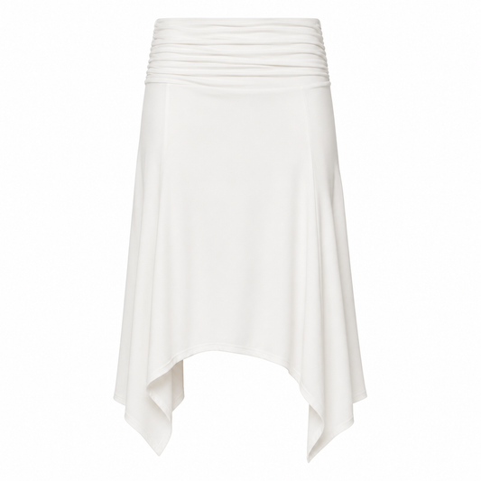 Elle | Soffiano Low-Rise Ruched Asymmetric Skirt
