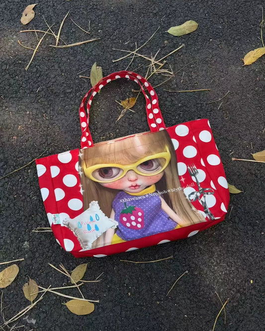 xxhaveasea | Neohub x Blythe Doll Graphic Polka Dot Tote Bag