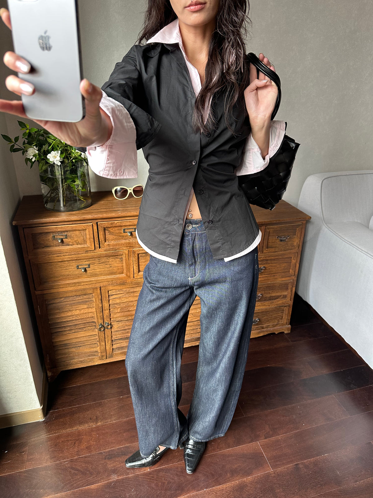 2-Way Tie-Waist Cotton Shirt
