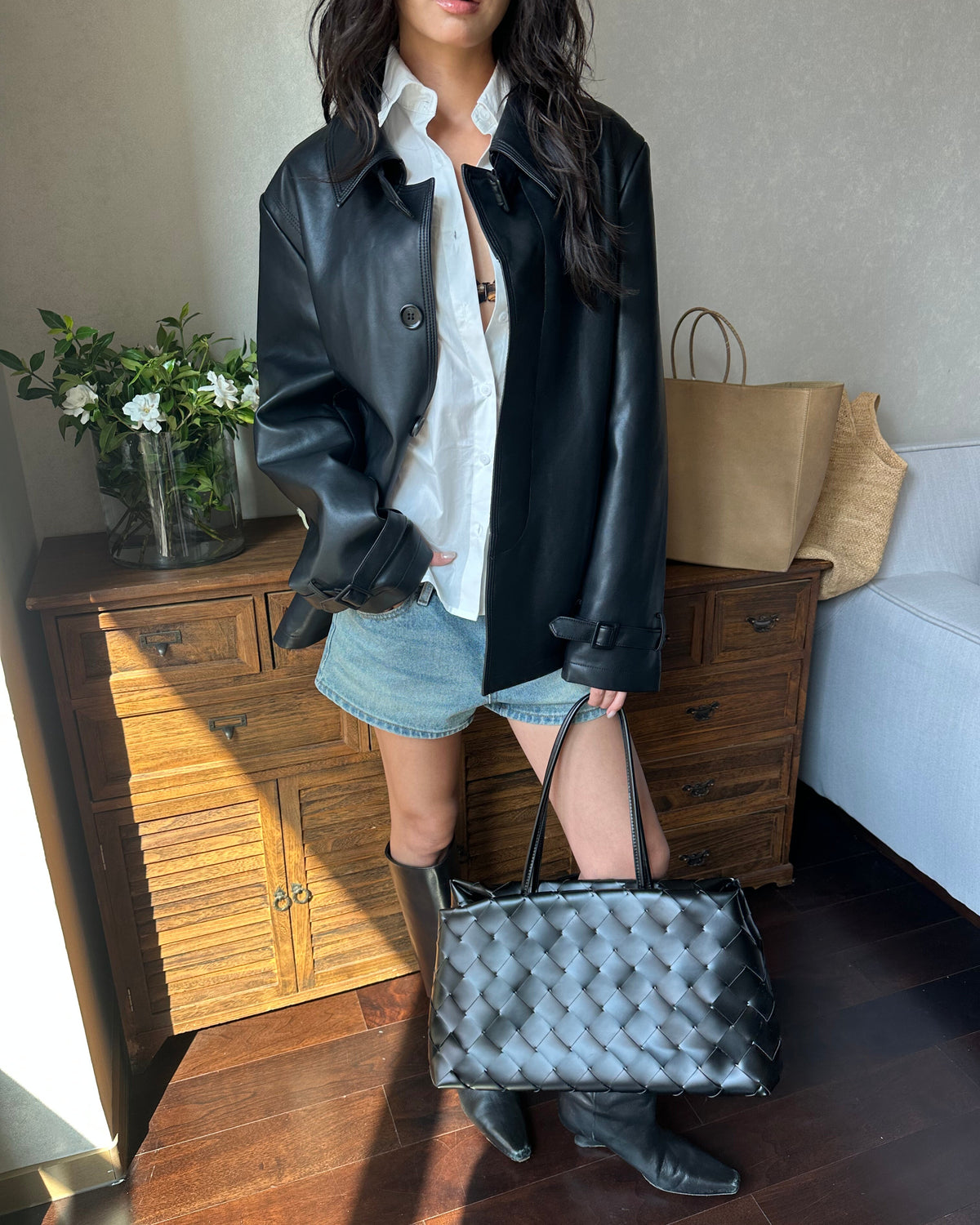 2-Way Tie-Waist Cotton Shirt