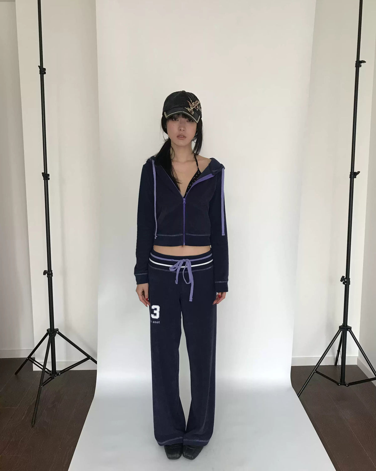 90s Low-Rise Varsity Wide-Leg Sweatpants