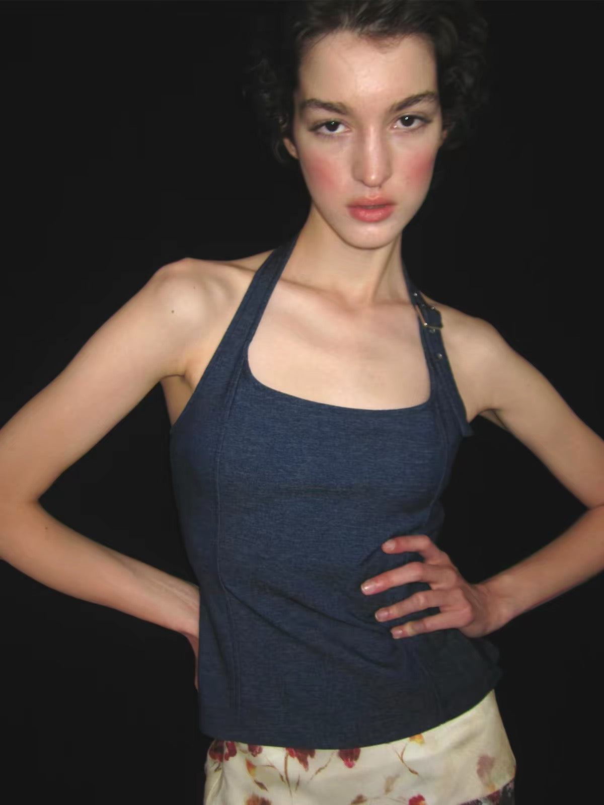 NO INFO | Galiena Denim Blue Halter Top