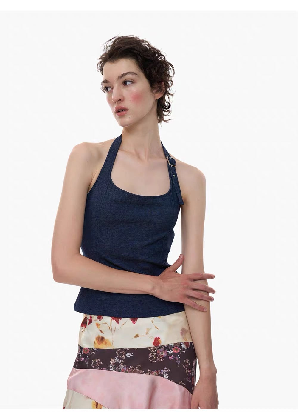 NO INFO | Galiena Denim Blue Halter Top