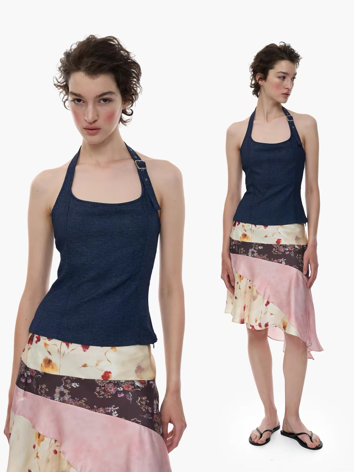 NO INFO | Galiena Denim Blue Halter Top
