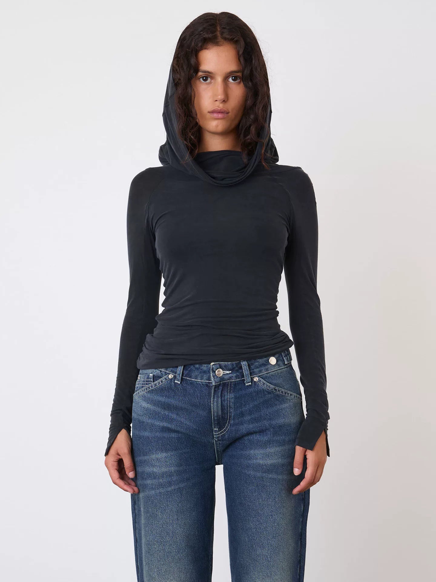 Elle | Black Convertible Off Shoulder Long Sleeve Top
