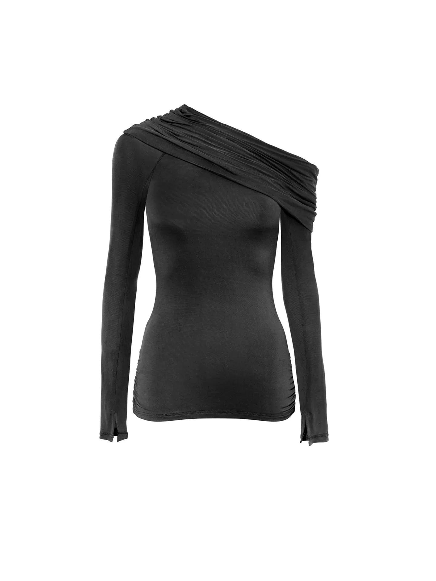 Elle | Black Convertible Off Shoulder Long Sleeve Top