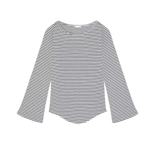 French Stripe Flare Sleeve Top