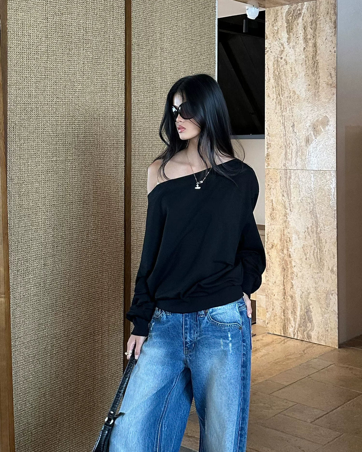 After Dark Off-Shoulder Sweatshirt