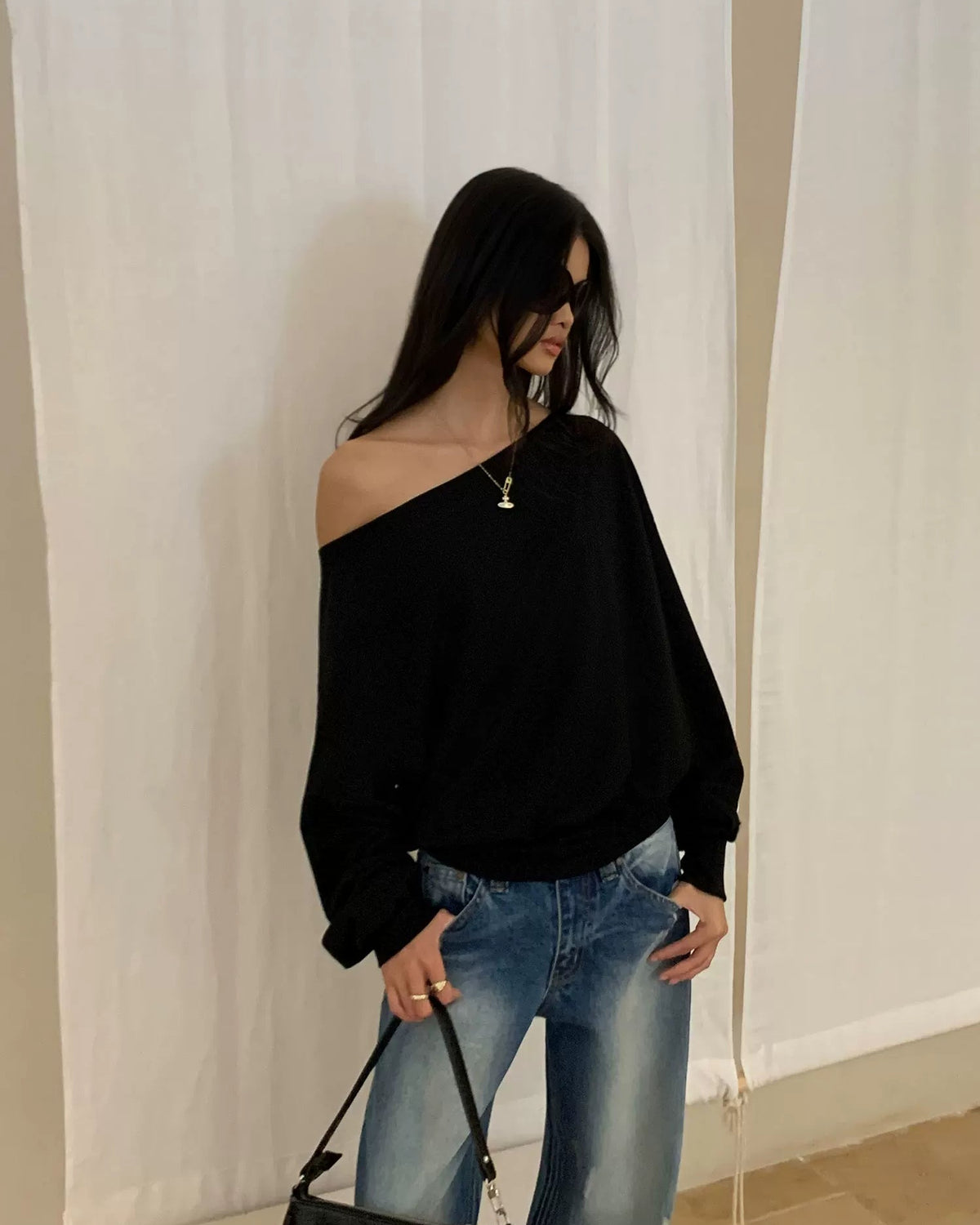 After Dark Off-Shoulder Sweatshirt