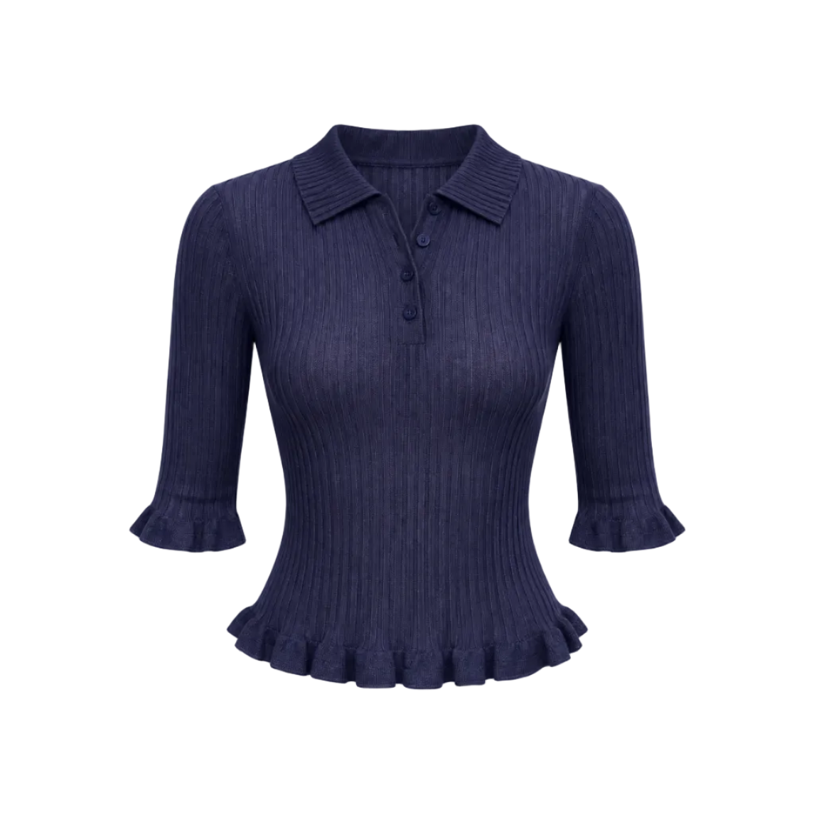 After Hours Ruffle Polo Knit Top