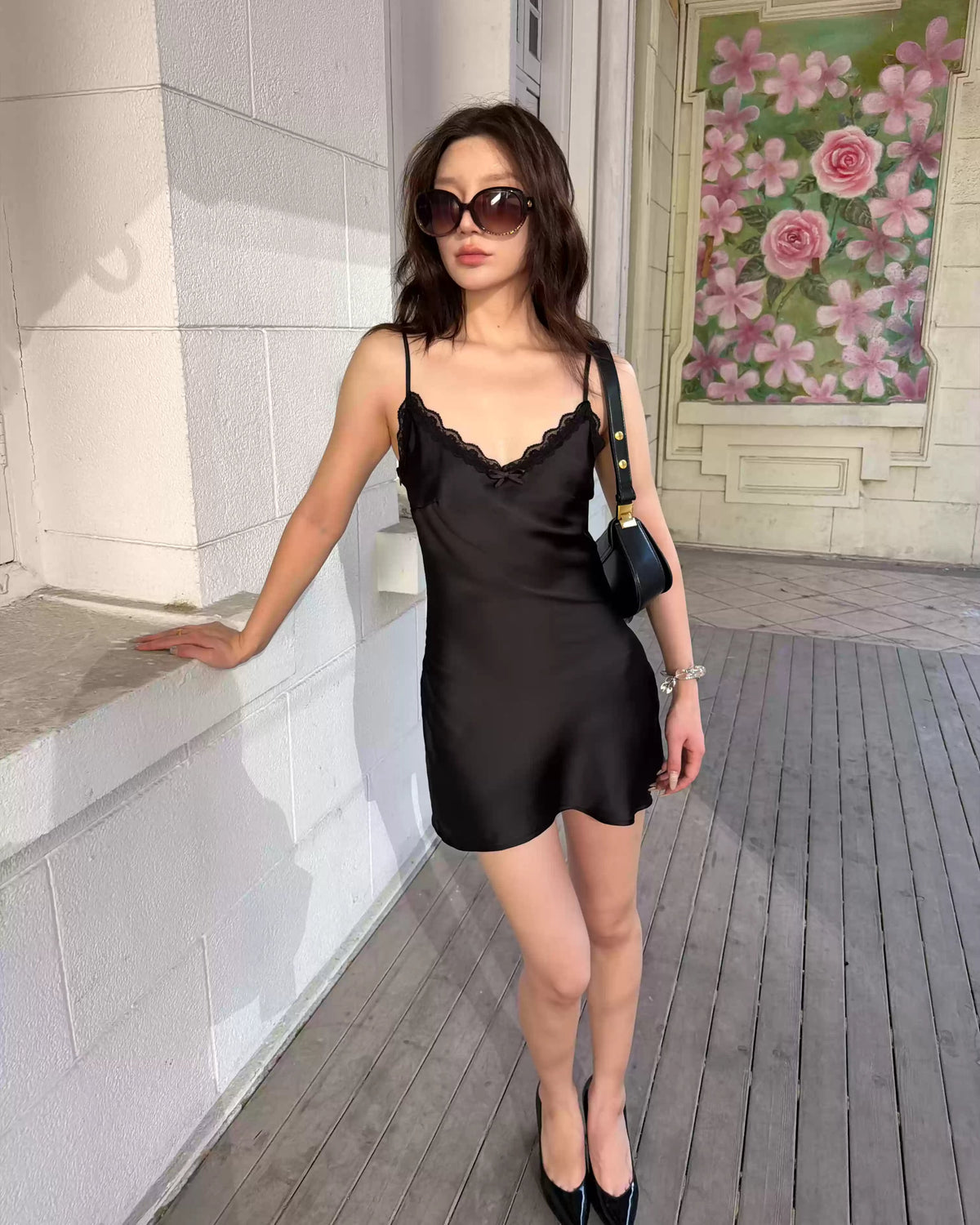 Amélie Lace Satin Mini Dress