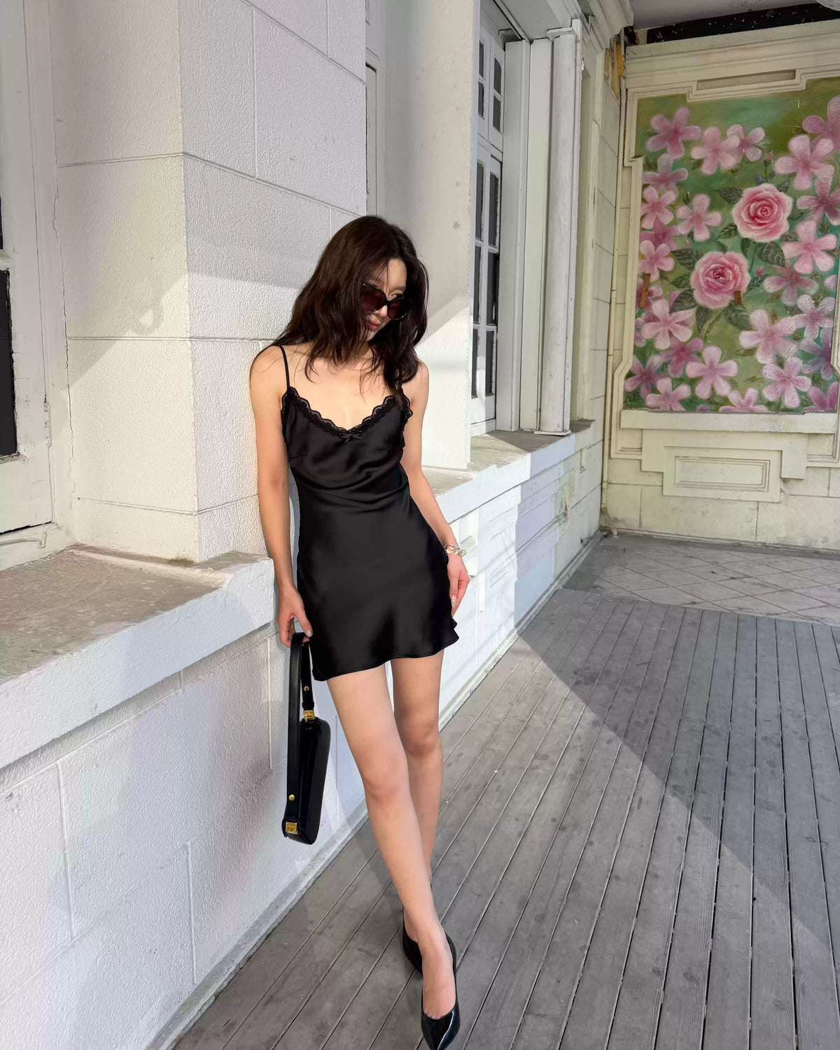 Amélie Lace Satin Mini Dress
