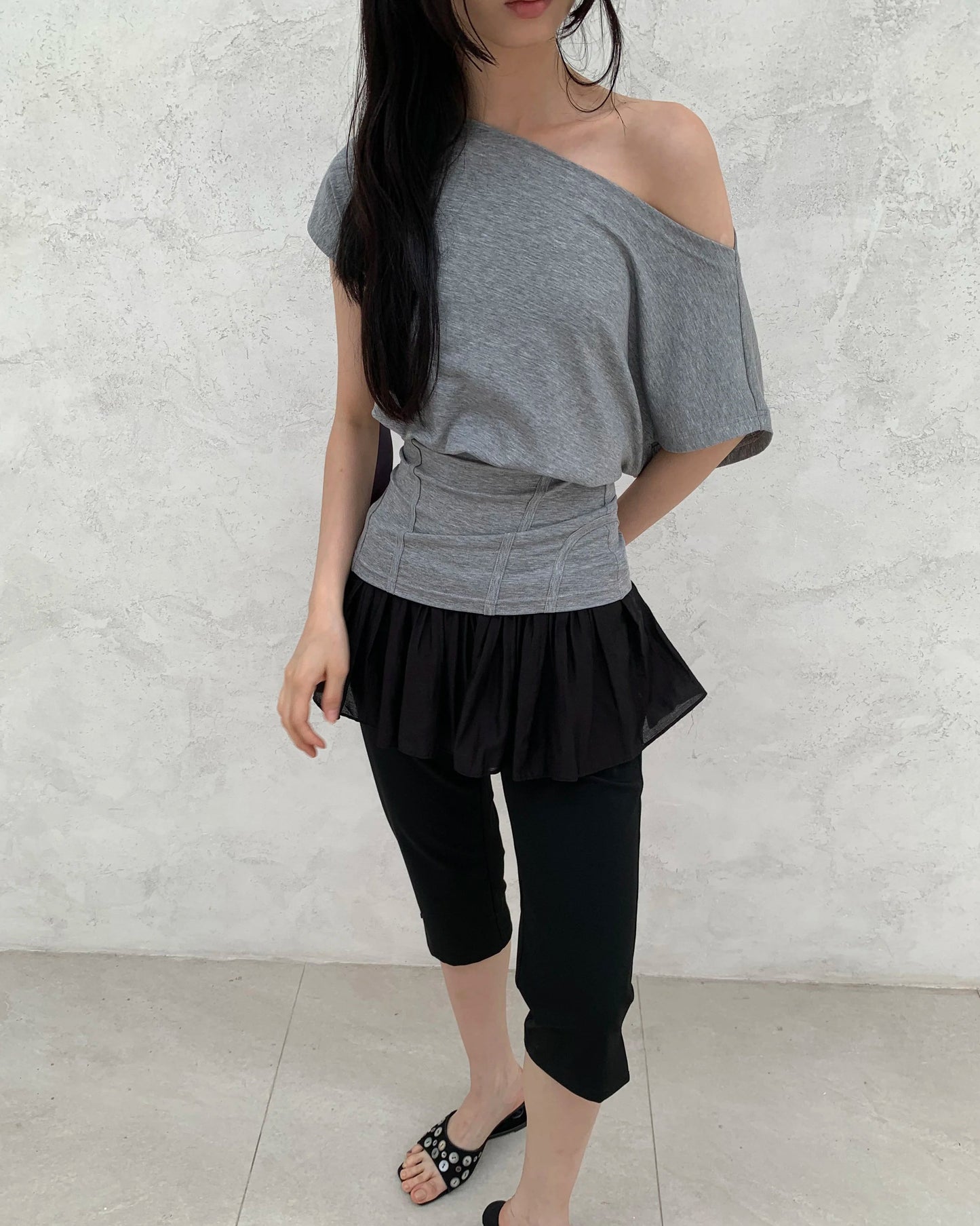 Elle | Asymmetric Corset Waist Tee