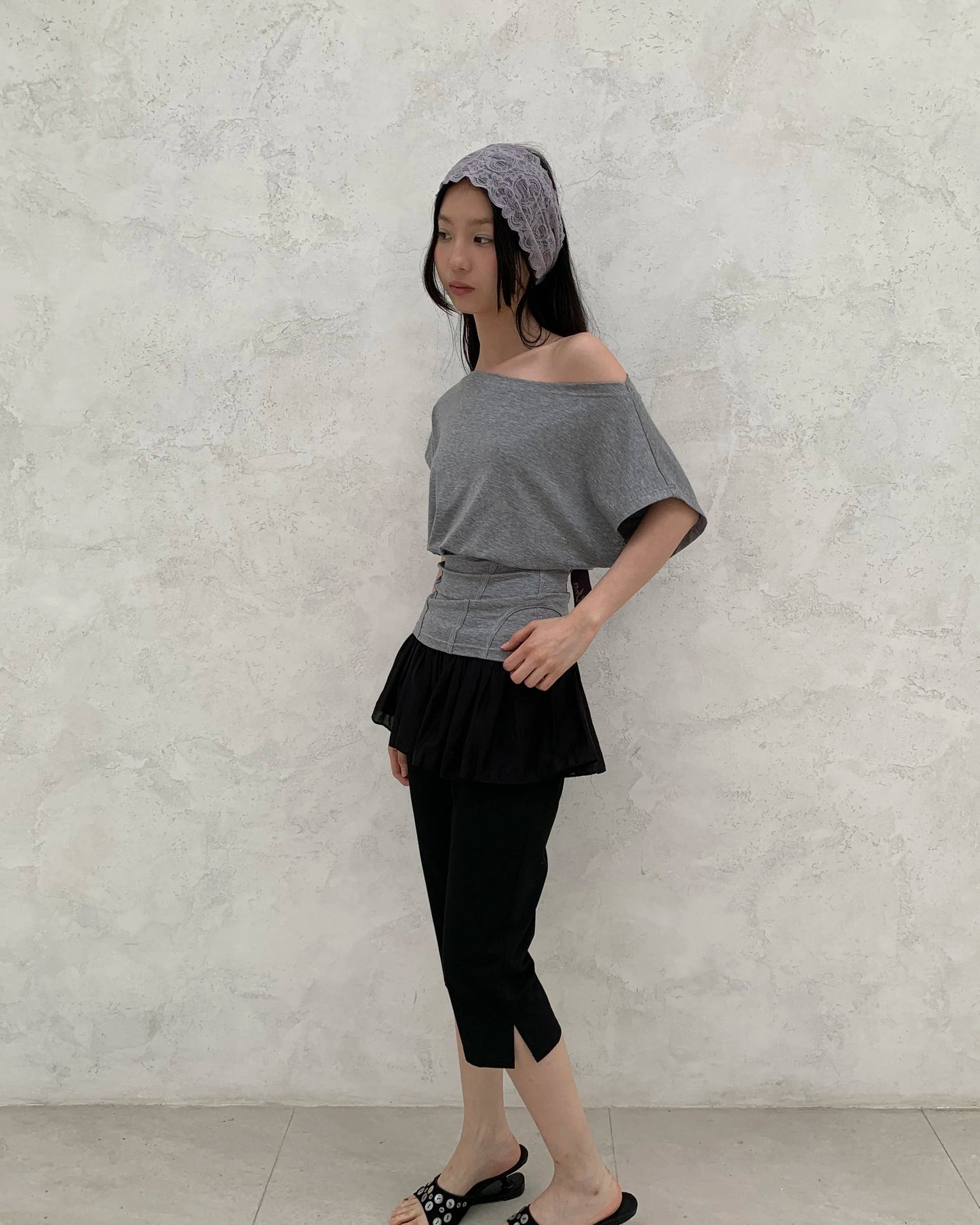 Elle | Asymmetric Corset Waist Tee