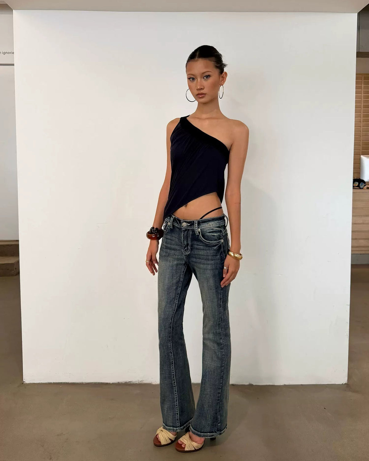 Asymmetric One-Shoulder Tencel Draped Top