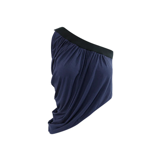 Asymmetric One-Shoulder Tencel Draped Top