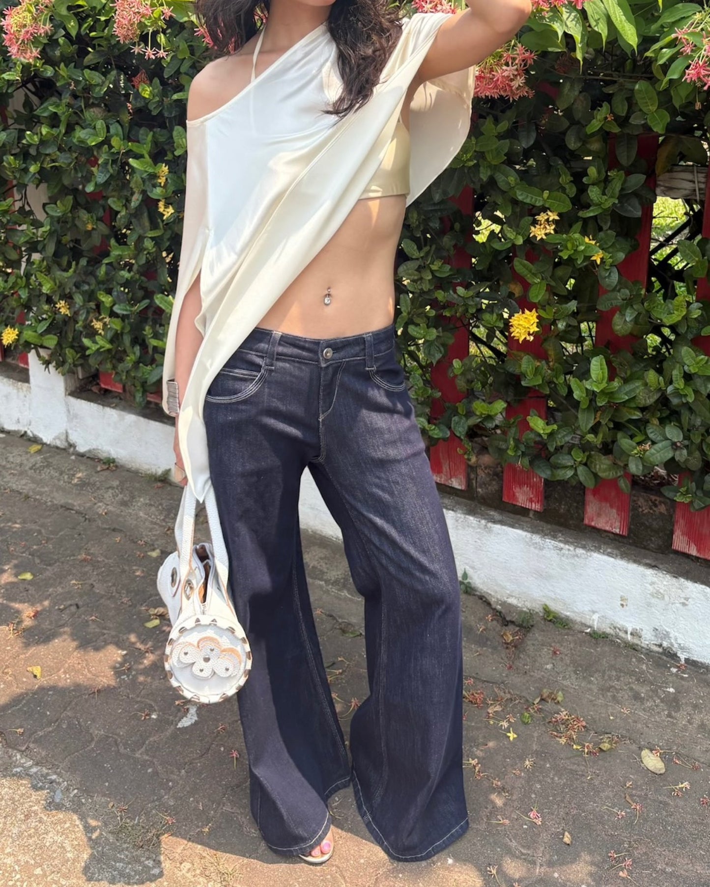 Elle | Asymmetric Satin Drape Top