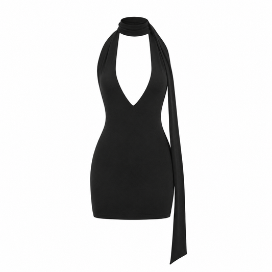 Elle | Black Halter Neckline Niko Dress