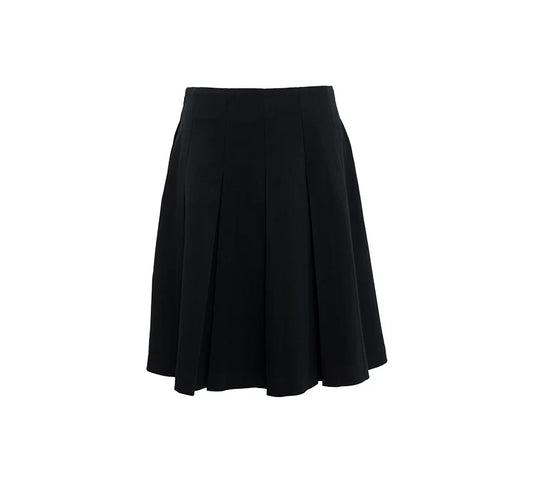 Black Low-Rise Pleated Midi Skirt