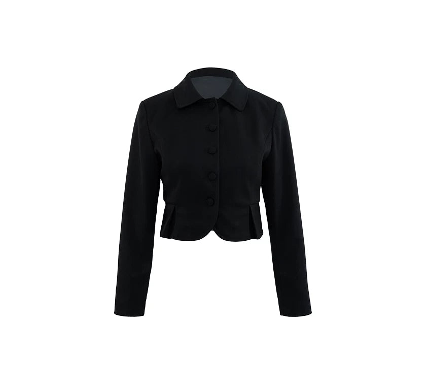 Black Peter Pan Collar Fitted Blazer