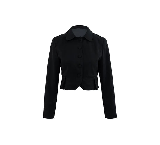 Black Peter Pan Collar Fitted Blazer