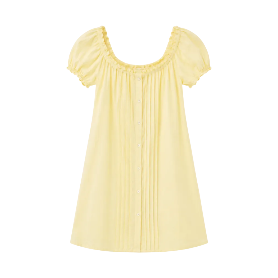 Butter Yellow Pintuck Mini Dress