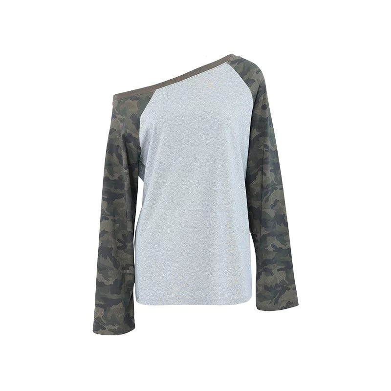 Camo Drift Off-Shoulder Raglan Top