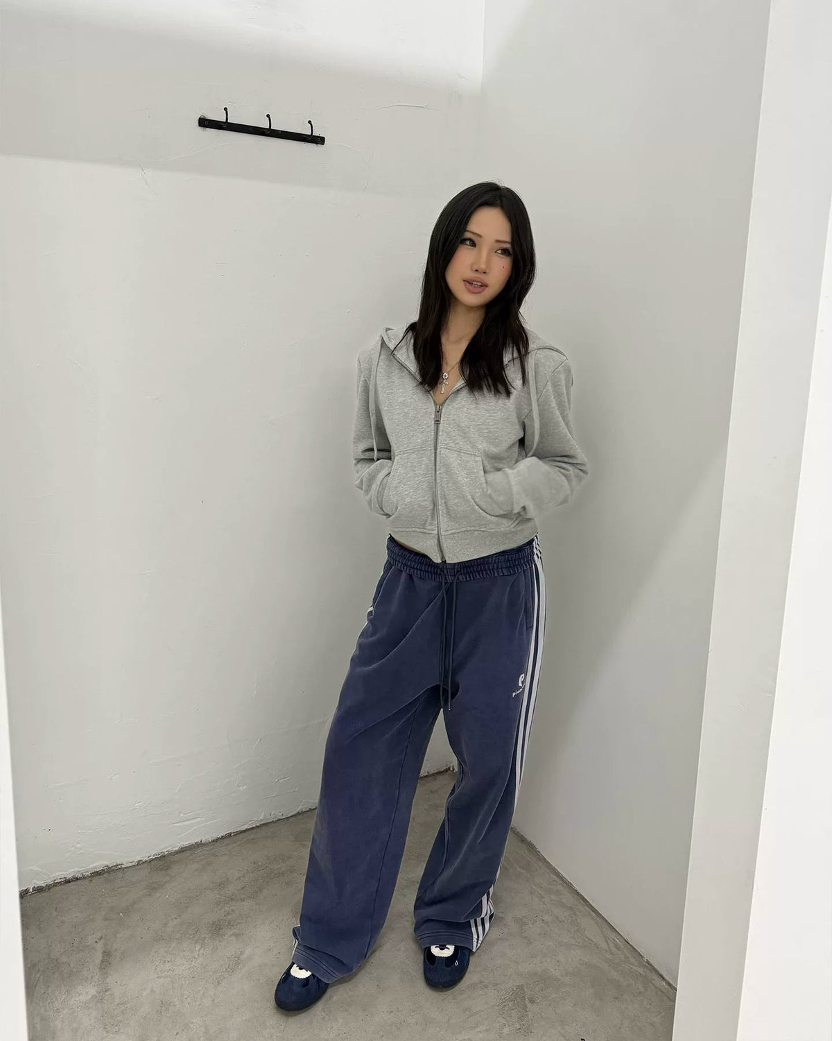 Campus Stripe Zip-Up Hoodie
