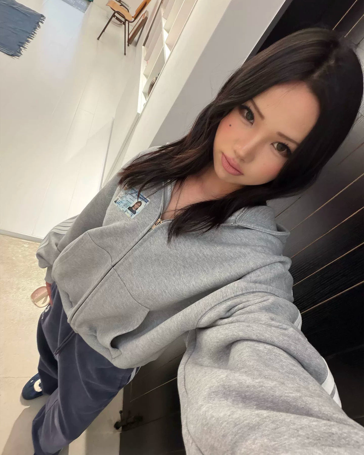 Campus Stripe Zip-Up Hoodie