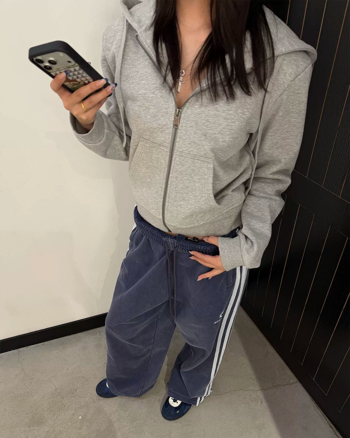 Campus Stripe Zip-Up Hoodie