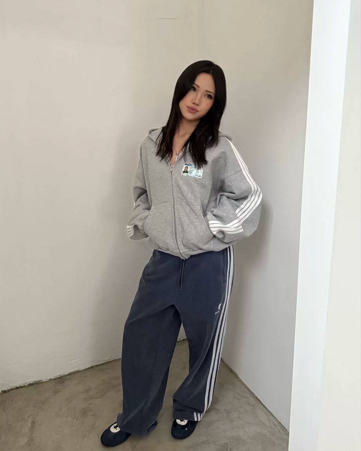 Campus Stripe Zip-Up Hoodie