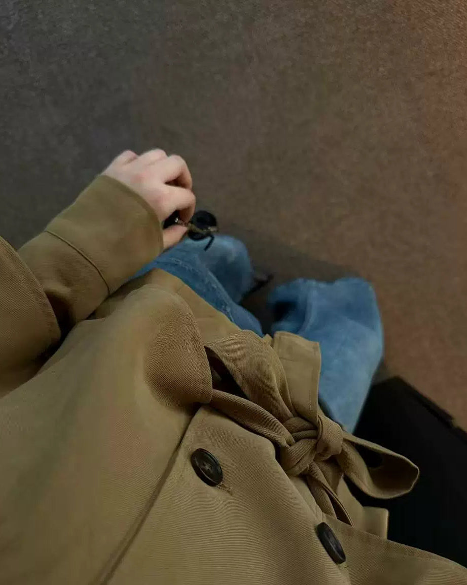 Elle | Cape Layer Belted Short Trench Jacket